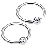 bodyjewellery 2pcs 16g hinged captive hoop clicker earring tragus forward nose eyebrow cartilage rook lip helix septum D4QCE- 10mm