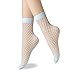 EPEIUS 4 Pairs Women's Lace Fishnet Ankle Socks,Stylish Black/Pink/White/Blue + Hollow Out,Shoe Size 5-8.5