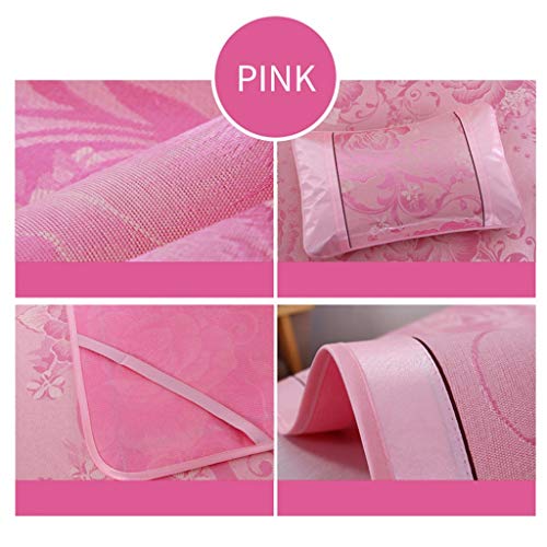 JinJin Breathable Ice Silk Sleeping Crib Mattress Mat Summer Cool Pad with Pillow (Pink)