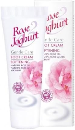 Rose Joghurt Gentle Care Softening Foot Cream with Natural rose oil, natural rose water, yoghurt, argan oil, tea tree oil, camphor, vitamins A and E.2.5 oz