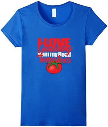 Womens Love Gardening From My Head Tomatoes T-Shirt Small Royal Blue