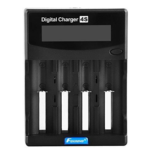 Foxnovo F4S 4Slots LCD Battery Charger for Liion 26650, 22650, 18650