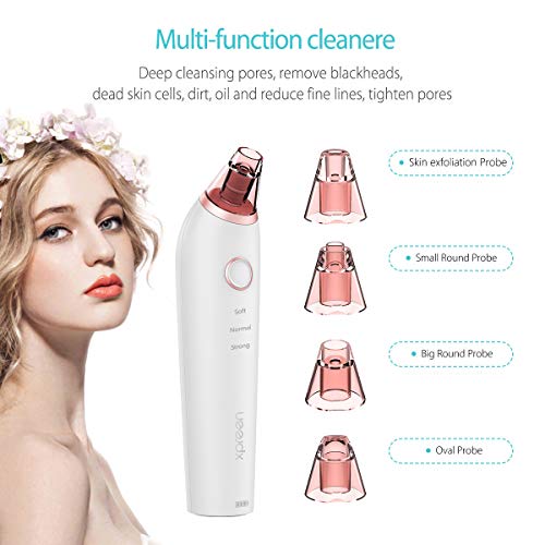 Blackhead Remover Vacuum Facial Pore Cleanser Electric Acne Comedone Extractor Kit USB Rechargeable Blackhead Suction Tool with 4 Changeable Functional Probes