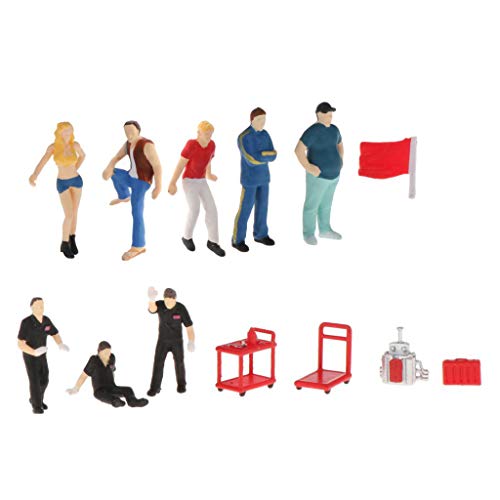 T TOOYFUL 13x 1/64 Miniatur People Road Scenery Szenario Modell für Matchbox Toy Decor – Bild 8