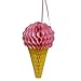 Ice Cream Hanging Pink Paper Decoration Set Of 4, Ice Cream Party Honeycomb Decorations. Great For Summer and Beach Parties, Birthdays and More. Ideal For Indoor and Outdoor Use.