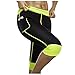 TrainingGirl Women Neoprene Sauna Leggings Sweat Shorts Weight Loss Workout Running Capris Slimming Compression Thermo Pants (Black-Green, 2XL)
