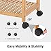 LANGRIA 3 Tier Rolling Cart Bamboo Service Kitchen Cart Storage Shelf with Hooks and Lockable Wheels for Home Dinning Room Bathroom Organization (Load 11 lbs. Per Shelf) (18.5