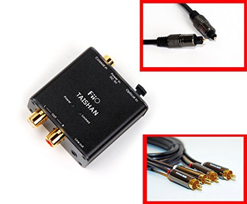 Fiio D3 (D03 K) Digital to Analog Audio Coverter with Extreme Audio Optical TOSlink Cable and RCA to RCA Audio Cable (192kHz/24bit Optical and Coaxial DAC)