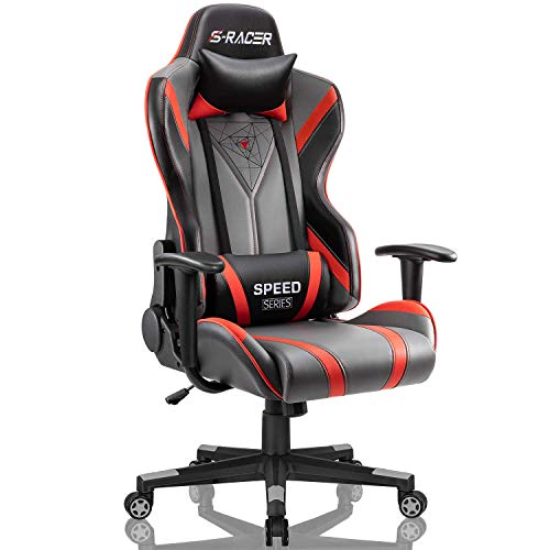 Homall Racing Office High Back PU Leather Computer Desk Video-Game-Chairs, Black/Gray - Thumbnail 7