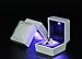 Ring Box, ASAPS Square White Velvet Wedding Ring Box with LED Light for Proposal/for Engagement (White-Small)