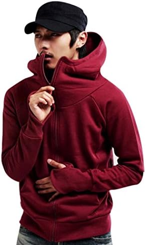Orlando Johanson New Men Casual Warm Hoodie Hooded Sweatshirt Coat Jacket Outwear Sweater (L, Red) Fashion