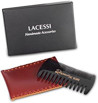 Hair and Beard Comb with Premium Gift Box - No Static Thick Fine Tooth Pocket Comb - Handmade Natural Buffalo Horn Comb (Repect beard)
