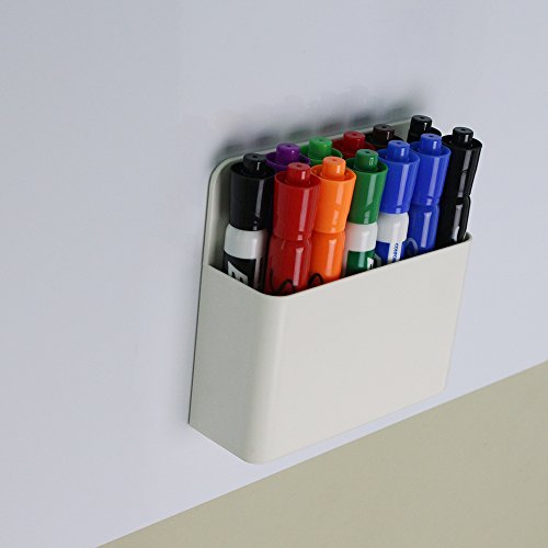 White Magnetic Marker Holder for Glass Whiteboards,Magnetic Dry Eraser Organizer Mount Tray Rack,Powerful Neodymium Magnets,Fits 8 Dry-Erase Markers.Bonus 1 pcs Magnetic Whiteboard Eraser - Thumbnail 6