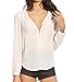 21secret Womens Long Sleeve V Neck Zipper Sexy Chiffon Pullover T-shirt Blouse