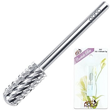 PANA Professional 3/32" Shank Size - Smooth Top Small Barrel Silver Carbide Bit 2X Coarse Grit - Nail Drill Bit for Dremel Machine