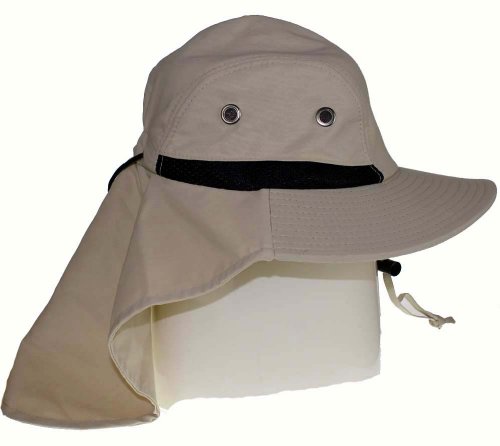 Outdoor/Casual Hat, Large Bill Cap with Back Flap Protector, Khaki