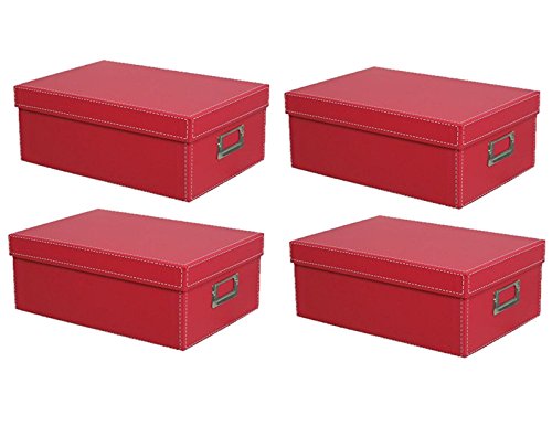 KVD Photo Storage Boxes, for 4x6 5x7 Photos, DVDs, CDs & Negatives, Red 4pk - Thumbnail 2