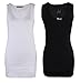 Moxeay Womens Extra Long Stretch Cotton Tank Top (Large,White&Black)