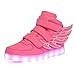 CIOR Kids Boy and Girl's 11 Color Wings Led Sneakers Light Up Flashing Shoes,102,06,35, 3 M US Little Kid, 02Pink