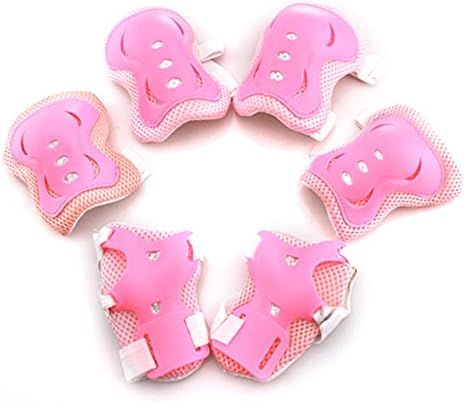 Kid's Knee Pads Elbow Pads Wrist Guards for Skating Cycling Roller Blading as Girls Birthday, Christmas Gift Pack of 6 (Pink)