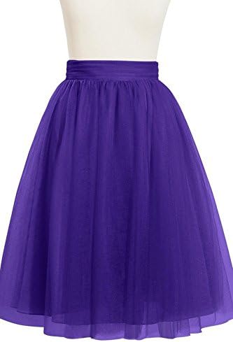 Linabridal Women's Vintage Rockabilly Petticoat Skirt Tull Underskirt For Evening Purple Medium