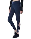 BELLEZIVA Women's Yoga Legging Workout High Waist Striped Mesh Cutout Athletic Running Exercise Fitness Yoga Pants