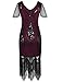 PrettyGuide Women's 1920s Dress Art Deco Cocktail Dress Short Sleeve XXL Burgundy
