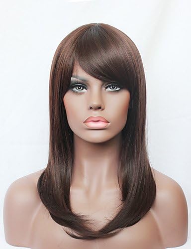 Dsligncote Long Sexy Droite De La Mode Frange Brune Cheveux Synthetiques Perruque Complete Pour Femmes Noires Brown Amazon Fr Sports Et Loisirs