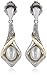 Amazon Collection Sterling Silver, 14k Yellow Gold and Diamond Accent Calla Lilly Freshwater Cultured Pearl Earrings