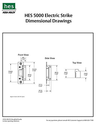 HES 5000C-12/24D-630 Series 5000C Universal Electric Strike Complete Pac for Latchbolt Locks, Satin Stainless Steel, Dual Voltage 12/24 VDC/VAC, Includes the 501 and 501A Faceplates - Thumbnail 4