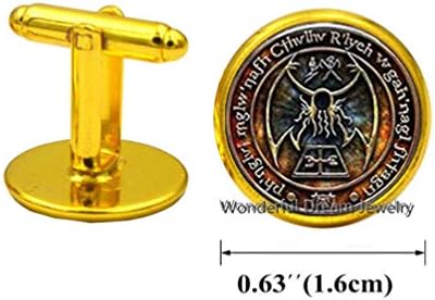 Waozshangu New Cthulhu R'lyeh Sigil Cuff Links Inspired by H.P. Lovecraft Cuff Links Cufflinks Glass Photo cabochon Cufflinks，PU341