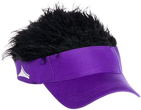 Flair Hair Mens - Original Purple Hat With Black Hair Velcro Adjustable Visor