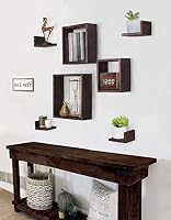 Comfify Rustic Wall Mounted Square Shaped Floating Shelves Set Of 7 3 Square Shelves And 4 L Shaped Rustic Shelves Screws And Anchors Included Rustic Wall Decor Brown Wd 0618 06 Br