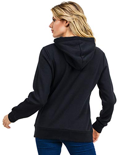 esstive Women's Ultra Soft Fleece Midweight Casual Solid 1/4 Zip-Up Pullover Hoodie Sweatshirt, Black, Small