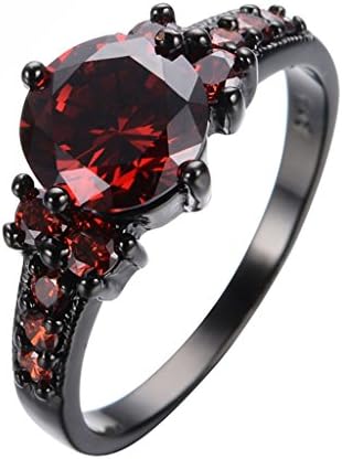 Luxussay Cute Ruby Women anel Vintage Black Gold Filled Red CZ Crystal Rings