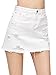 Verdusa Women's Casual Distressed Fray Hem A-Line Denim Short Skirt White M
