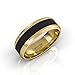 Duke Collections 8mm 18k Plated Gold Tungsten Ring Black Carbon Fiber Surface Beveled Edges Comfort Fit