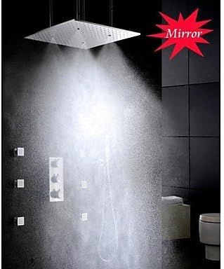 BL Modern retro Thermostatic Bathroom Shower Faucet, Ceiling Mount Atomizing And Rainfall Shower Head And Spa Massage Spray Jet,Shower Faucet(Chrome plated solid brass)