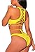 Viottis Women's Push Up High Neck Lace-up Crop Top Bikini Set Bathing Suit