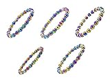 Rainbow Magnetic Stretch Beaded Rhinestone Simulated Hematite Bracelet