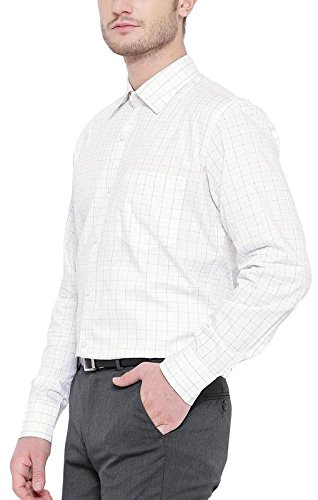 american crew men's full sleeve checks shirt with pocket (white)