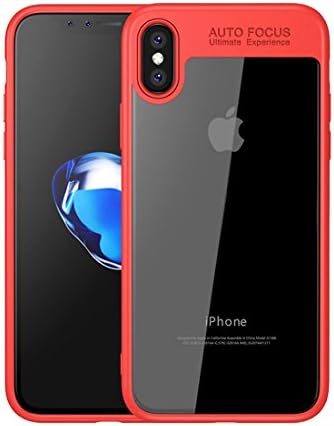 LangDeng for iPhone X Case, Clear Scratch Resistant Transparent Back Cover with TPU Rubber Shock Bumper,Soft and Hard Hybrid Ultra-Thin - Perfect Fit - Red