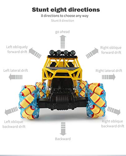 RC Car,Remote Control Car,Stunt Car Toy, Drift Stunt Car Drive Off-Road Vehicle 360° Flips Truck Remote Control Programmable Car As Gifts for Boys & Girls Adults (Yellow) - Thumbnail 4