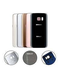 CELL4LESS - Tapa trasera de cristal compatible con puerta trasera con lente de cámara, herramienta de extracción personalizada y adhesivo de repuesto instalado para Samsung Galaxy S7 todos los modelos G930-2 logotipo OEM de repuesto