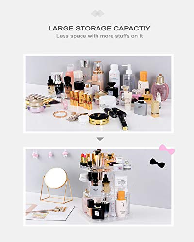 Upgraded Makeup Organizer 360º Smooth Spinning Clear Pink Sturdy Acrylic (NOT PLASTIC) Cosmetic Storage Display Case for Brushes Lipstick Gift for Lovers Wife-Returnless Replace Warranty - Thumbnail 5