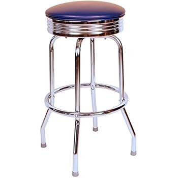 Richardson Seating Retro Chrome Swivel bar Stool with Seat Metal, 24
