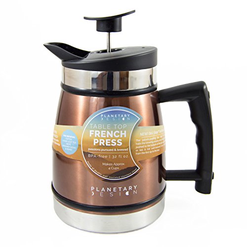 Planetary Design TP MO 20 Table Top Stainless Steel French Presses 20oz, Mocha - Thumbnail 2