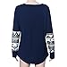 Usstore Women Ladies Pocket Sequins Splice Long Sleeve Tops T-Shirt Blouse (XL, Navy)