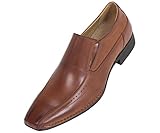 Amali Mens Tan Classic Slip On Dress Shoe Smooth Material with Side Stitching: Style 7032 Tan-028