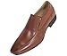 Amali Mens Tan Classic Slip On Dress Shoe Smooth Material with Side Stitching: Style 7032 Tan-028